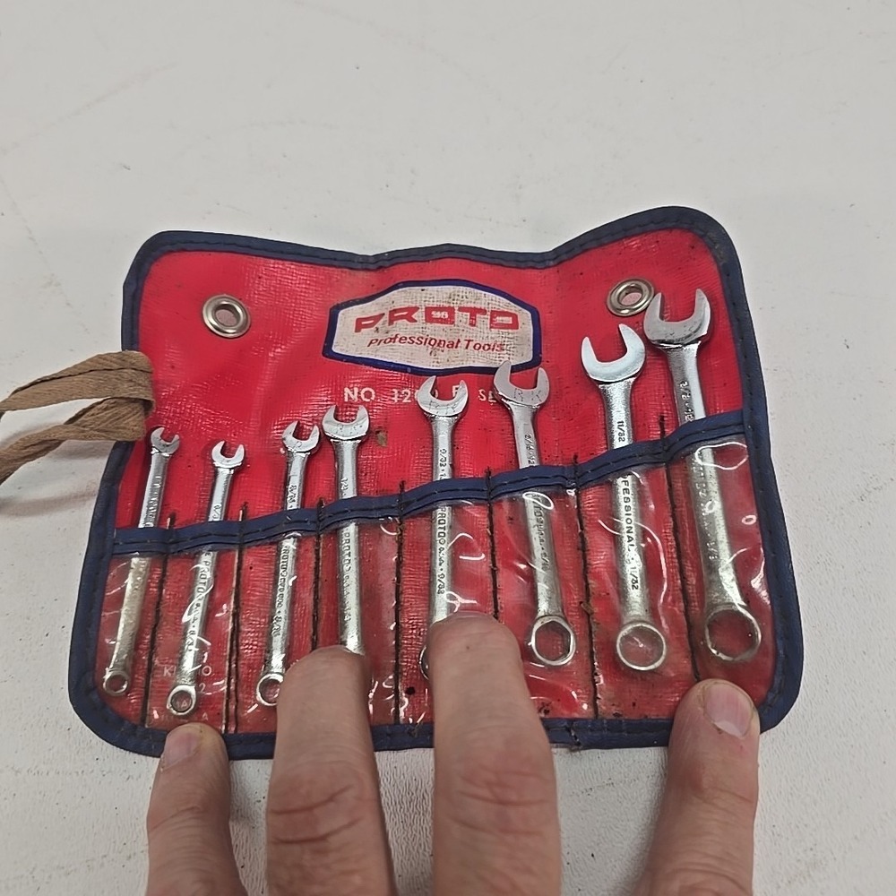 Vintage Proto 1200E Fractional‎ 8-Piece Midget Combination Wrench Set